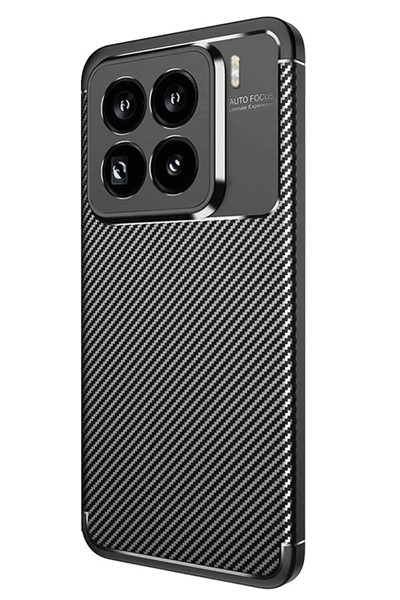 Mey İthalat®   Mi 15 Pro Kılıf Auto Focus Karbon Kapak - Siyah