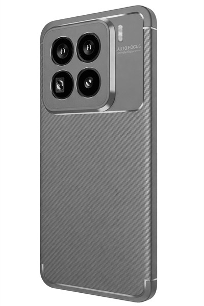 Mey İthalat®   Mi 15 Pro Kılıf Auto Focus Karbon Kapak - Gri