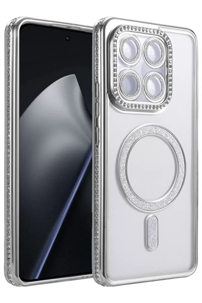 Mey İthalat®   Mi 15T Pro Joke Simli Magneticsafe Kılıf - Gümüş