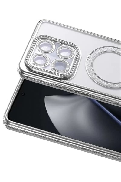 Mey İthalat®   Mi 15T Pro Joke Simli Magneticsafe Kılıf - Gümüş