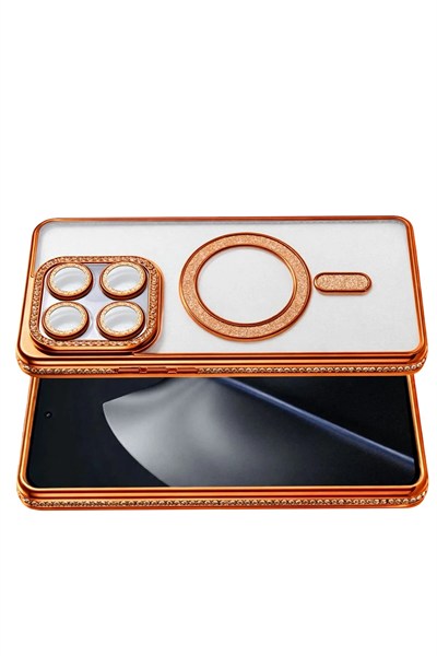 Mey İthalat®   Mi 15T Pro Joke Simli Magneticsafe Kılıf - Turuncu