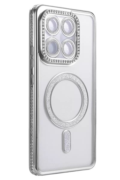 Mey İthalat®   Mi 15T Pro Joke Simli Magneticsafe Kılıf - Gümüş