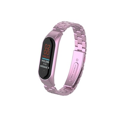 Mey İthalat®   Mi Band 4 Metal Baklalı Kordon - Rose