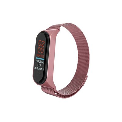 Mey İthalat®   Mi Band 4 Metal Mıknatıslı Kordon - Rose
