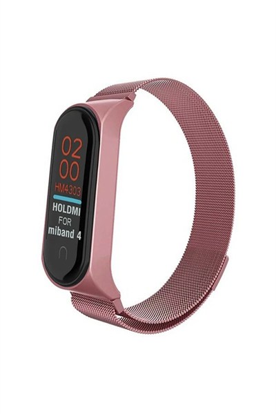 Mey İthalat®   Mi Band 4 Metal Mıknatıslı Kordon - Rose