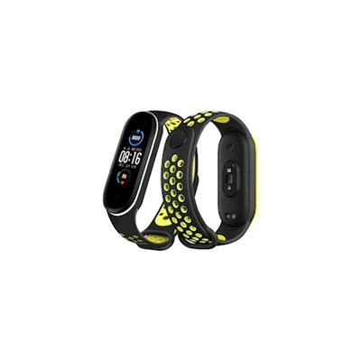 Mey İthalat®   Mi Band 4 Spor Delikli Kordon - Siyah-Yeşil-Beyaz
