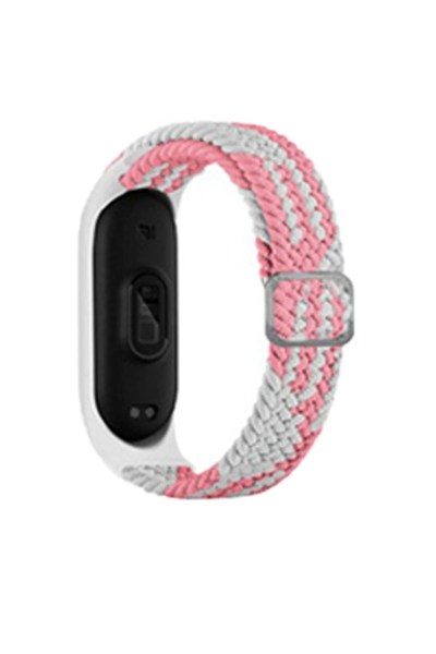 Mey İthalat®   Mi Band 6 Star Kordon - Pembe-Beyaz