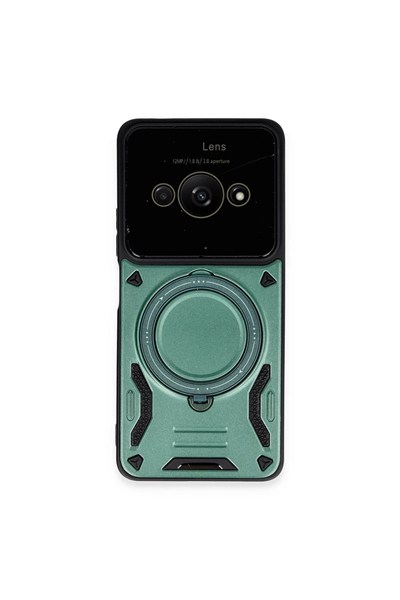 Mey İthalat®   Poco C61 Kılıf Joy Lens Standlı Kapak - Koyu Yeşil