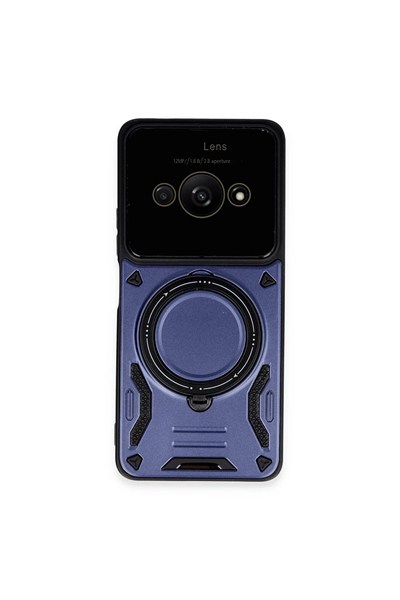 Mey İthalat®   Poco C61 Kılıf Joy Lens Standlı Kapak - Lacivert