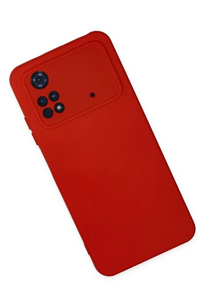 Mey İthalat®   Poco M4 Pro 4G Kılıf Nano içi Kadife Silikon - Kırmızı