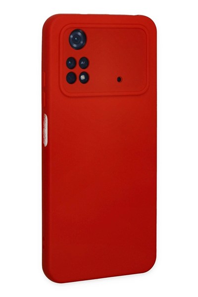Mey İthalat®   Poco M4 Pro 4G Kılıf Nano içi Kadife Silikon - Kırmızı