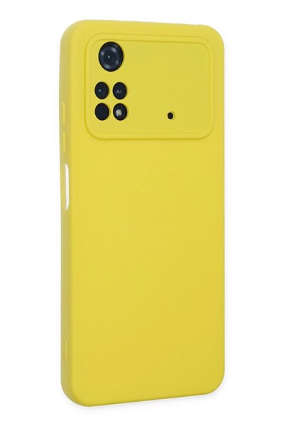 Mey İthalat®   Poco M4 Pro 4G Kılıf Nano içi Kadife Silikon - Sarı