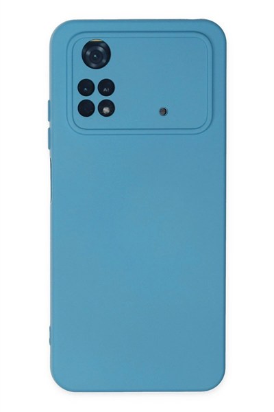 Mey İthalat®   Poco M4 Pro 4G Kılıf Nano içi Kadife Silikon - Mavi