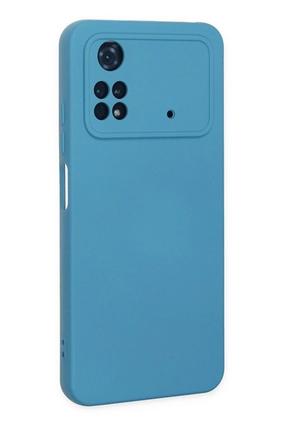 Mey İthalat®   Poco M4 Pro 4G Kılıf Nano içi Kadife Silikon - Mavi