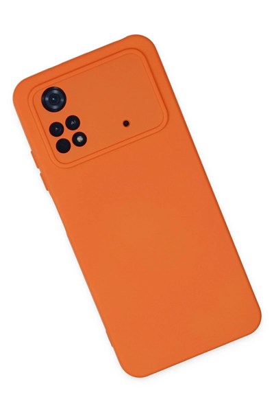 Mey İthalat®   Poco M4 Pro 4G Kılıf Nano içi Kadife Silikon - Turuncu