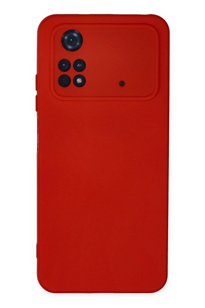 Mey İthalat®   Poco M4 Pro 4G Kılıf Nano içi Kadife Silikon - Kırmızı