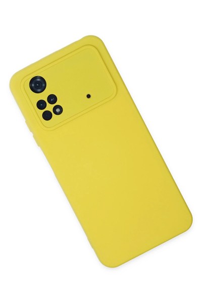 Mey İthalat®   Poco M4 Pro 4G Kılıf Nano içi Kadife Silikon - Sarı