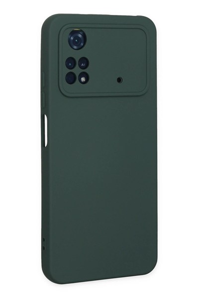 Mey İthalat®   Poco M4 Pro 4G Kılıf Nano içi Kadife Silikon - Koyu Yeşil