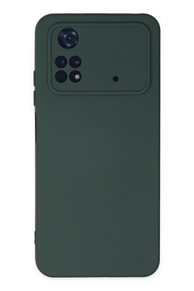 Mey İthalat®   Poco M4 Pro 4G Kılıf Nano içi Kadife Silikon - Koyu Yeşil