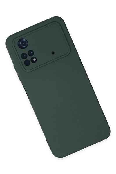 Mey İthalat®   Poco M4 Pro 4G Kılıf Nano içi Kadife Silikon - Koyu Yeşil