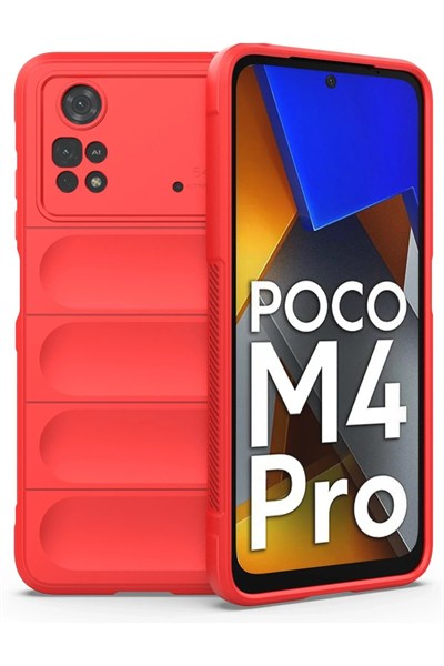 Mey İthalat®   Poco M4 Pro 4G Kılıf Optimum Silikon - Kırmızı
