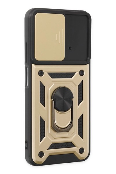 Mey İthalat®   Poco M4 Pro 4G Kılıf Pars Lens Yüzüklü Silikon - Gold