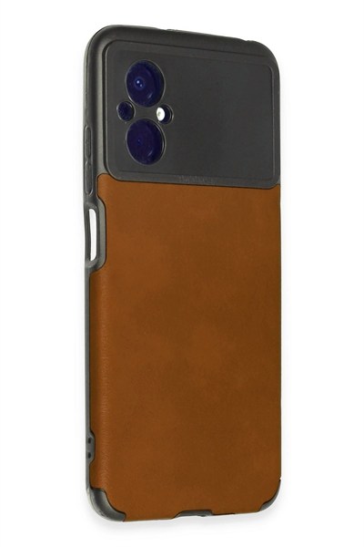 Mey İthalat®   Poco M5 Kılıf Loop Deri Silikon - Kahverengi