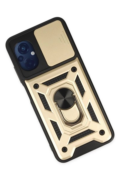 Mey İthalat®   Poco M5 Kılıf Pars Lens Yüzüklü Silikon - Gold