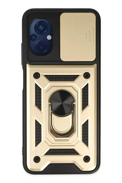 Mey İthalat®   Poco M5 Kılıf Pars Lens Yüzüklü Silikon - Gold