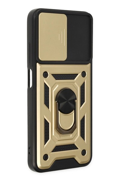 Mey İthalat®   Poco M5 Kılıf Pars Lens Yüzüklü Silikon - Gold
