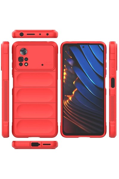 Mey İthalat®   Poco X4 Pro 5G Kılıf Optimum Silikon - Kırmızı
