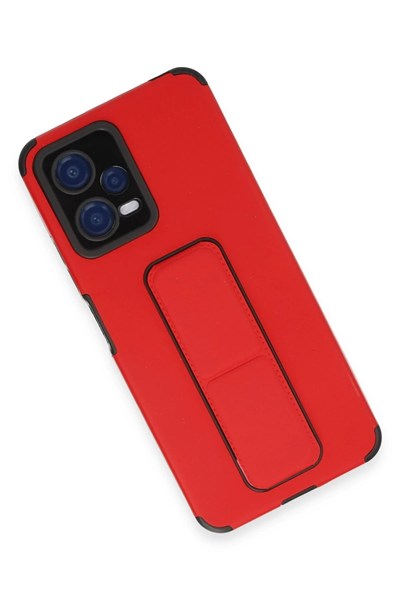Mey İthalat®   Poco X5 5G Kılıf Mega Standlı Silikon - Kırmızı