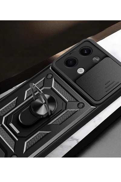 Mey İthalat®   Poco X6 Kılıf Pars Lens Yüzüklü Silikon - Gold