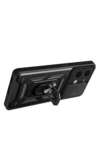 Mey İthalat®   Poco X6 Kılıf Pars Lens Yüzüklü Silikon - Kırmızı