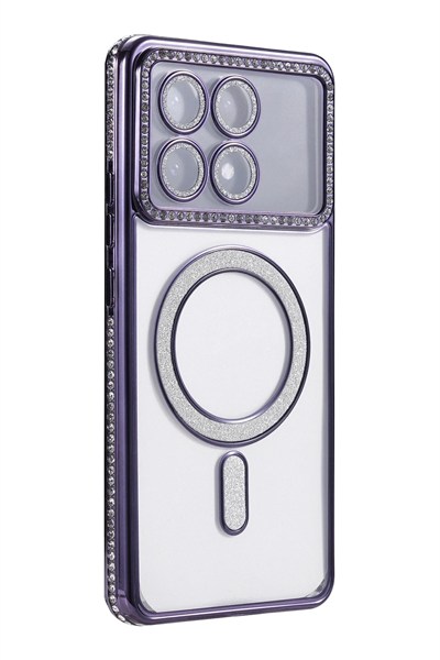 Mey İthalat®   Poco X6 Pro Joke Simli Magneticsafe Kılıf - Derin Mor