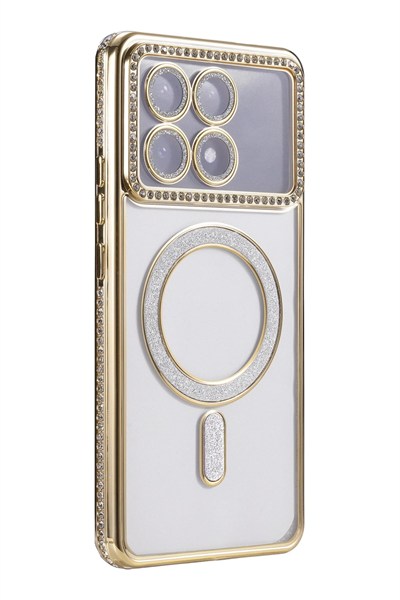 Mey İthalat®   Poco X6 Pro Joke Simli Magneticsafe Kılıf - Gold