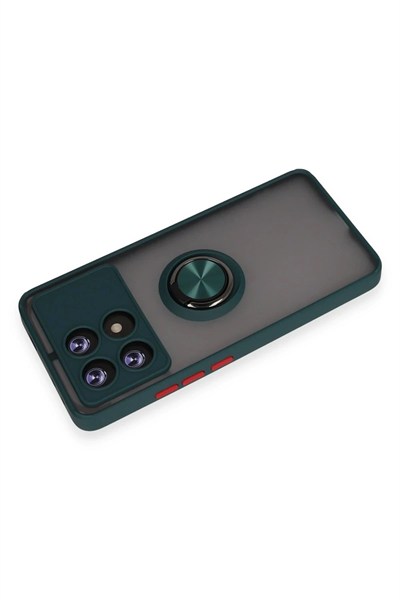 Mey İthalat®   Poco X6 Pro Kılıf Montreal Yüzüklü Silikon Kapak - Yeşil