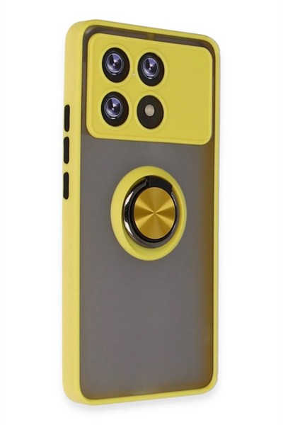 Mey İthalat®   Poco X6 Pro Kılıf Montreal Yüzüklü Silikon Kapak - Sarı