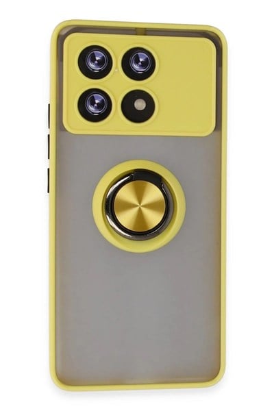 Mey İthalat®   Poco X6 Pro Kılıf Montreal Yüzüklü Silikon Kapak - Sarı