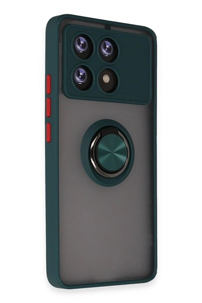 Mey İthalat®   Poco X6 Pro Kılıf Montreal Yüzüklü Silikon Kapak - Yeşil