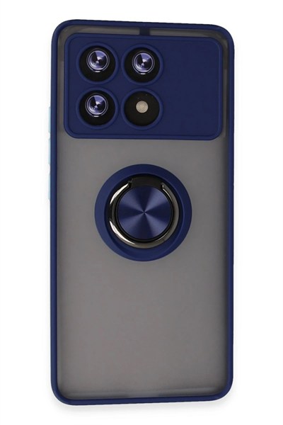 Mey İthalat®   Poco X6 Pro Kılıf Montreal Yüzüklü Silikon Kapak - Lacivert