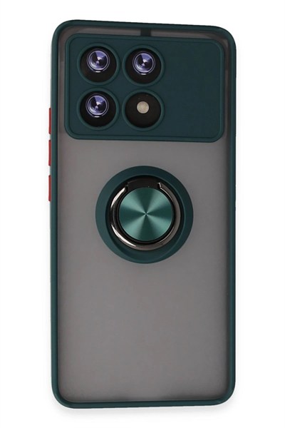 Mey İthalat®   Poco X6 Pro Kılıf Montreal Yüzüklü Silikon Kapak - Yeşil