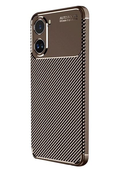 Mey İthalat®   Poco X7 Pro Kılıf Auto Focus Karbon Kapak - Kahverengi
