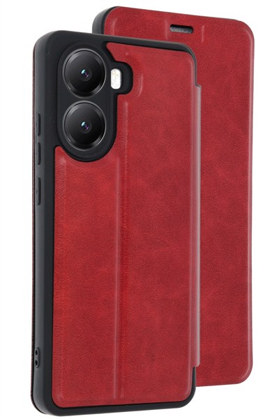 Mey İthalat®   Poco X7 Pro Kılıf Flip Cover - Kırmızı