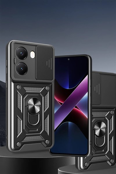 Mey İthalat®   Poco X7 Pro Kılıf Pars Lens Yüzüklü Silikon - Yeşil