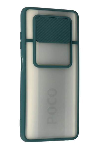 Mey İthalat®   Pocophone X3 Kılıf Palm Buzlu Kamera Sürgülü Silikon - Yeşil