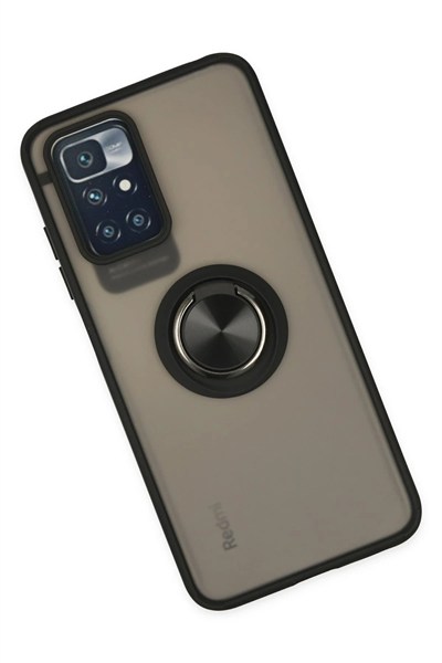 Mey İthalat®   Redmi 10 2022 Kılıf Montreal Yüzüklü Silikon Kapak - Siyah