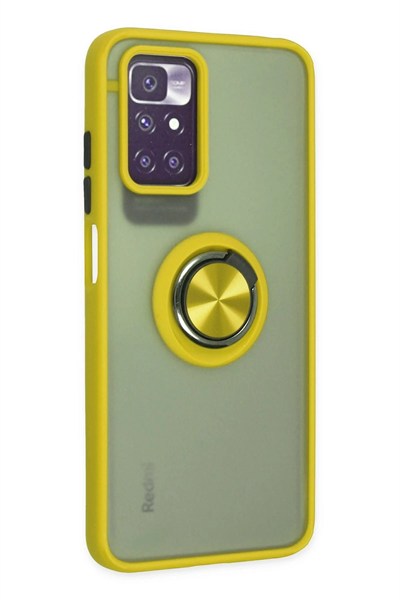 Mey İthalat®   Redmi 10 2022 Kılıf Montreal Yüzüklü Silikon Kapak - Sarı