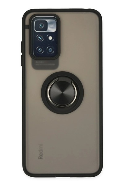 Mey İthalat®   Redmi 10 2022 Kılıf Montreal Yüzüklü Silikon Kapak - Siyah