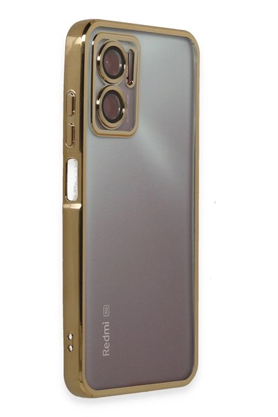 Mey İthalat®   Redmi 10 5G Kılıf  Lensli Silikon - Gold